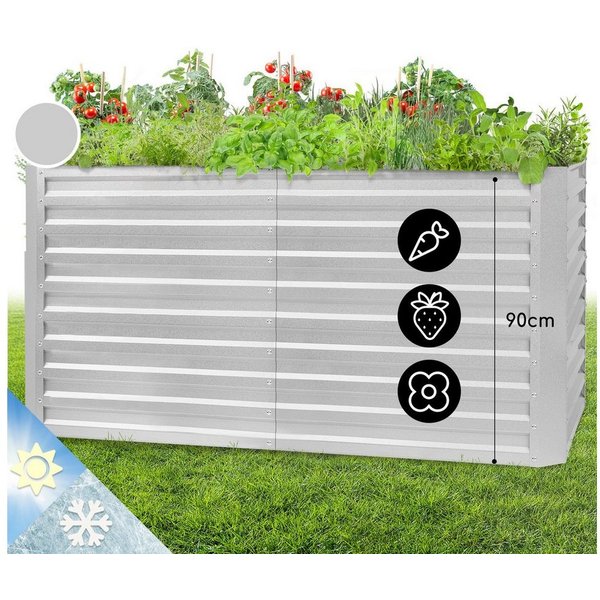 blumfeldt Hochbeet High Grow Straight, Hochbeet Metall Balkon Pflanzkasten Pflanzkübel Blumenkasten