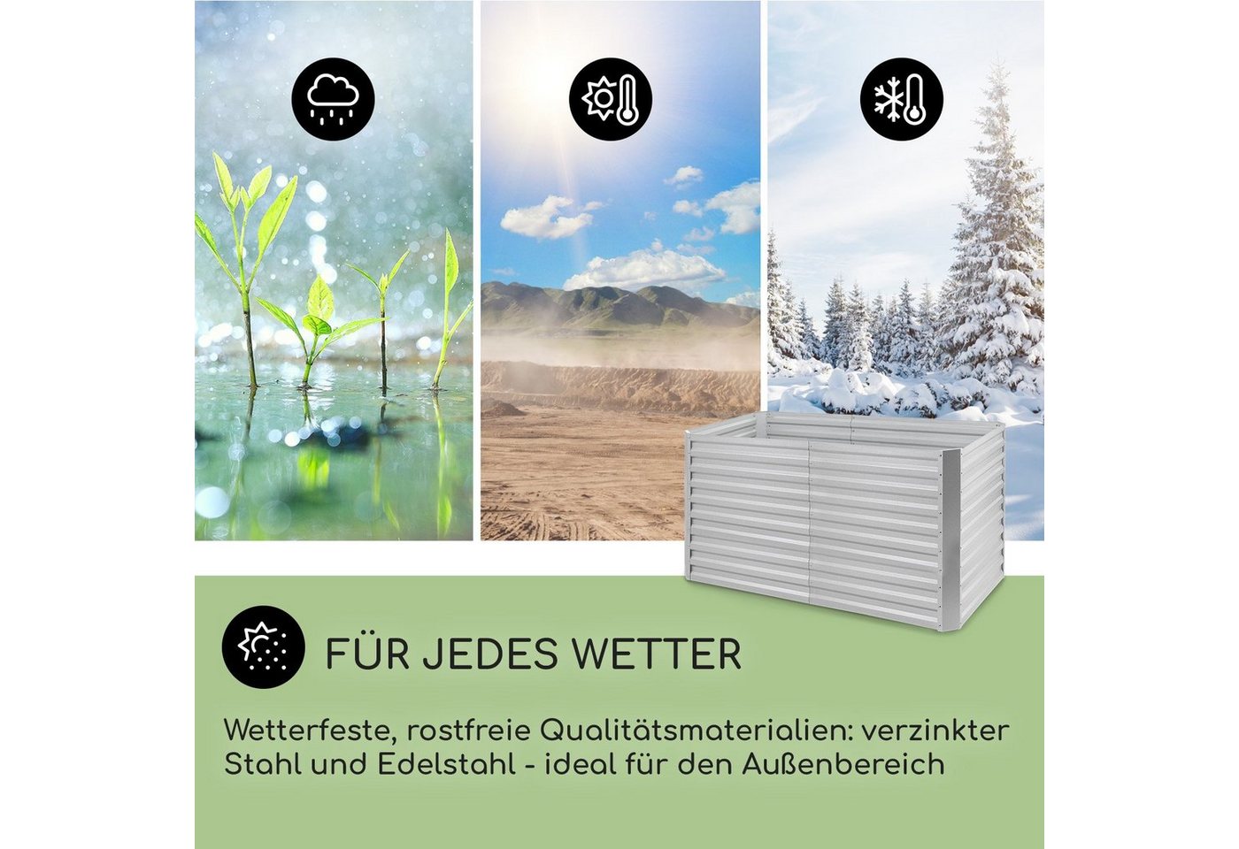 blumfeldt Hochbeet High Grow Straight, Hochbeet Metall Balkon Pflanzkasten Pflanzkübel Blumenkasten – Bild 3 von 5