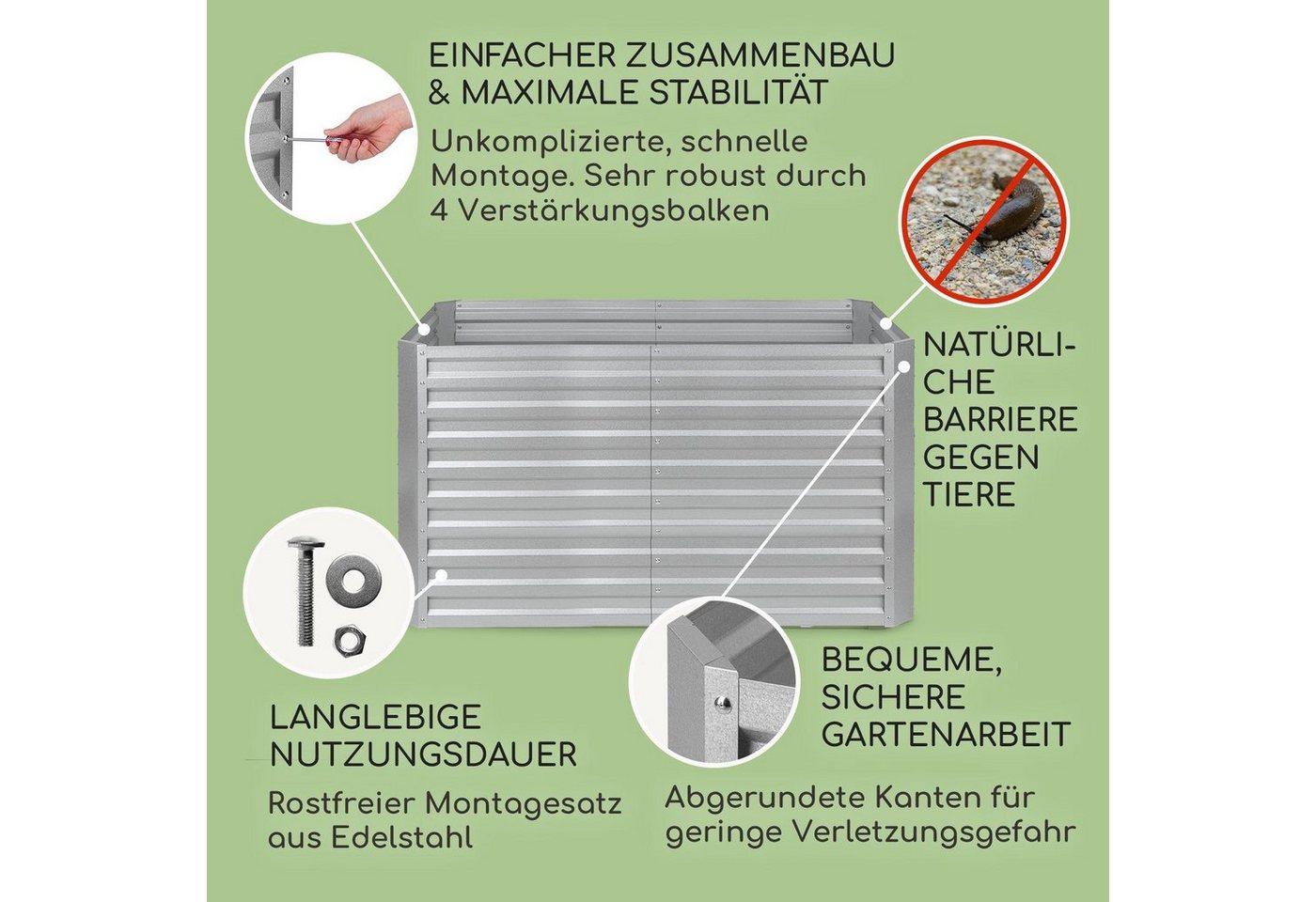 blumfeldt Hochbeet High Grow Straight, Hochbeet Metall Balkon Pflanzkasten Pflanzkübel Blumenkasten – Bild 4 von 5