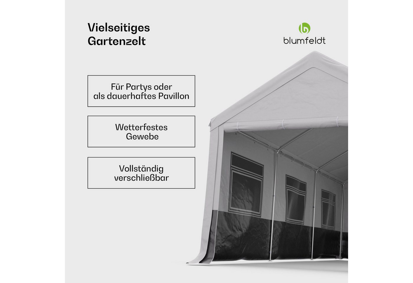 blumfeldt Pavillon PartyHaven 3x6, (Set), Garten PartyZelt Outdoor wetterfestes Stahl – Bild 3 von 5