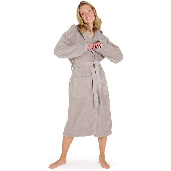 Blumtal Bademantel Damen, mit gefütterter Kapuze, Baumwolle, und samtigen Frottee-Velours, Oeko-TEX® Zertifiziert