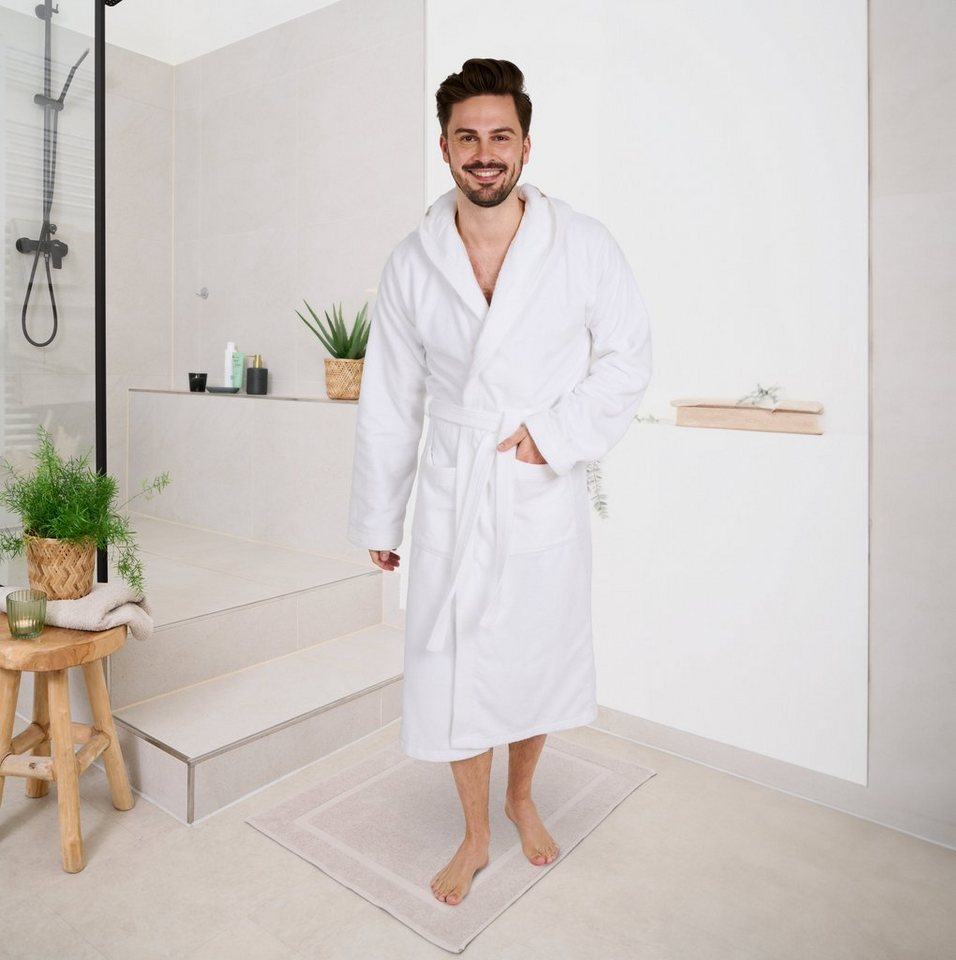 Blumtal Bademantel Herren, Baumwolle, mit gefütterter Kapuze, mit samtigen Frottee-Velours, Oeko-TEX® Zertifiziert – Bild 5 von 5