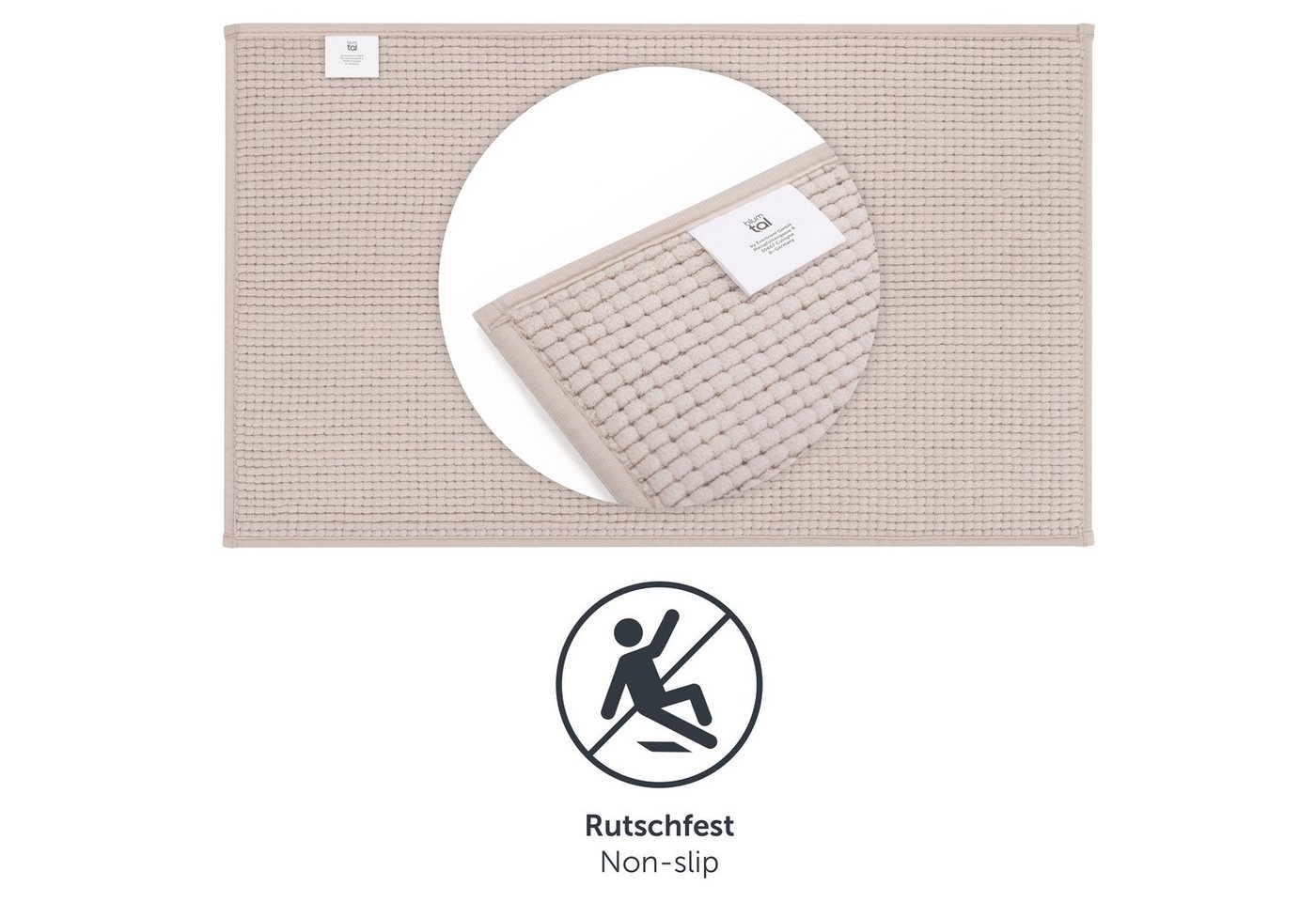 Blumtal Badematte Chenille weicher Badezimmerteppich, strapazierfähig, rutschfest, Polyester, Läufer, 40°C maschinenwaschbar – Bild 4 von 5