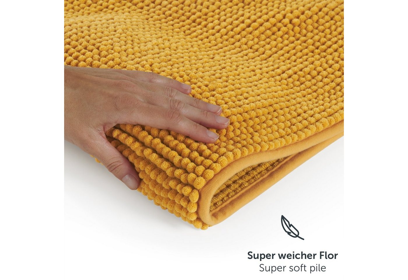 Blumtal Badematte Chenille weicher Badezimmerteppich, strapazierfähig, rutschfest, Polyester, Läufer, 40°C maschinenwaschbar – Bild 5 von 5