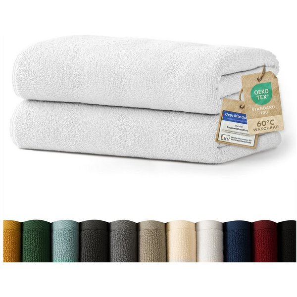Blumtal Badetücher 2er-Set Premium Frottier-Badetuch in 70x140cm, 100% Baumwolle, Baumwolle (2X (70x140 cm), 2-St), Oeko-TEX zertifiziertes Badetuch - saugstark