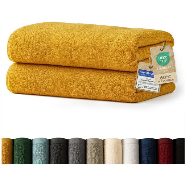 Blumtal Badetücher 2er-Set Premium Frottier-Badetuch in 70x140cm, 100% Baumwolle, Baumwolle (2X (70x140 cm), 2-St), Oeko-TEX zertifiziertes Badetuch - saugstark