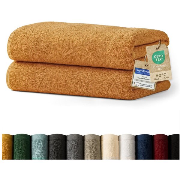 Blumtal Badetücher 2er-Set Premium Frottier-Badetuch in 70x140cm, 100% Baumwolle, Baumwolle (2X (70x140 cm), 2-St), Oeko-TEX zertifiziertes Badetuch - saugstark