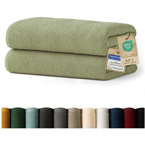 Blumtal Badetücher 2er-Set Premium Frottier-Badetuch in 70x140cm, 100% Baumwolle, Baumwolle (2X (70x140 cm), 2-St), Oeko-TEX zertifiziertes Badetuch - saugstark