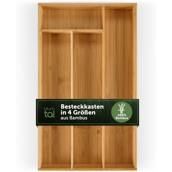 Blumtal Besteckkasten Einlagen, aus Bambus (mit 4 oder 5 Fächern als Organizer für Besteck und Haushaltsartikel), leicht abwischbar, passend für IKEA Maximera