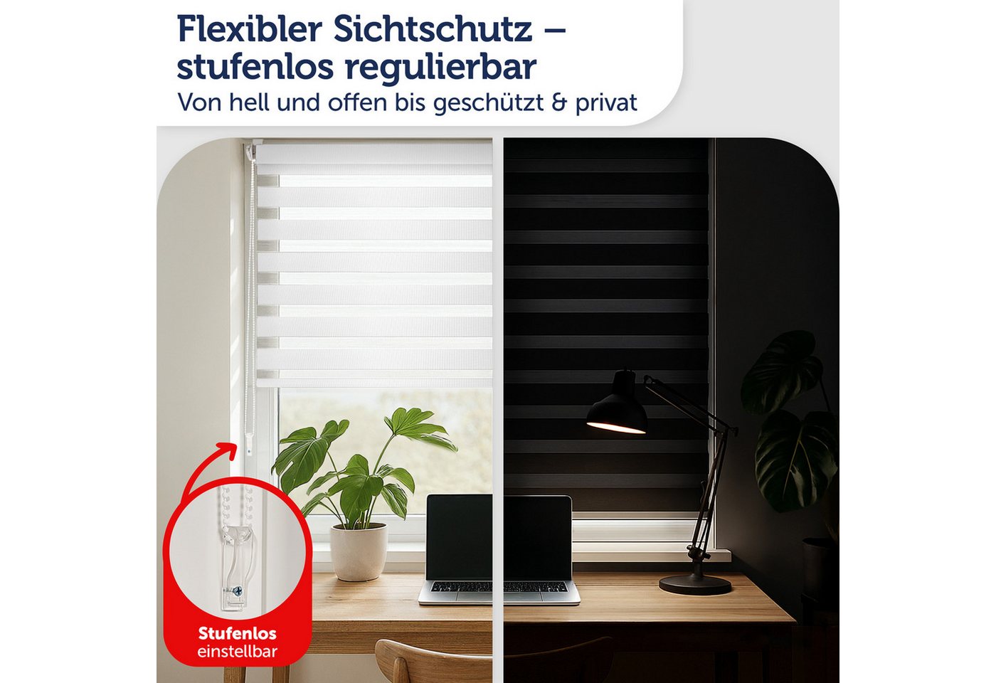 Doppelrollo Doppelrollo Klemmfix ohne Bohren, Blumtal, Klemmfix, individuell einstellbare Rollos – Bild 3 von 5