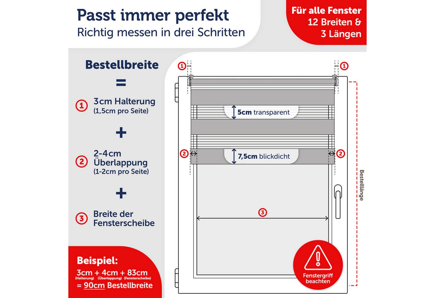 Doppelrollo Doppelrollo Klemmfix ohne Bohren, Blumtal, Klemmfix, individuell einstellbare Rollos – Bild 5 von 5