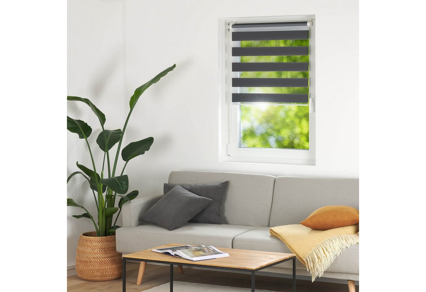 Doppelrollo Klemmfix Rollo, Rollos für Fenster ohne Bohren, Blumtal, Klemmfix, für Fenster & Türen, in verschiedenen Farben und Größen – Bild 4 von 5