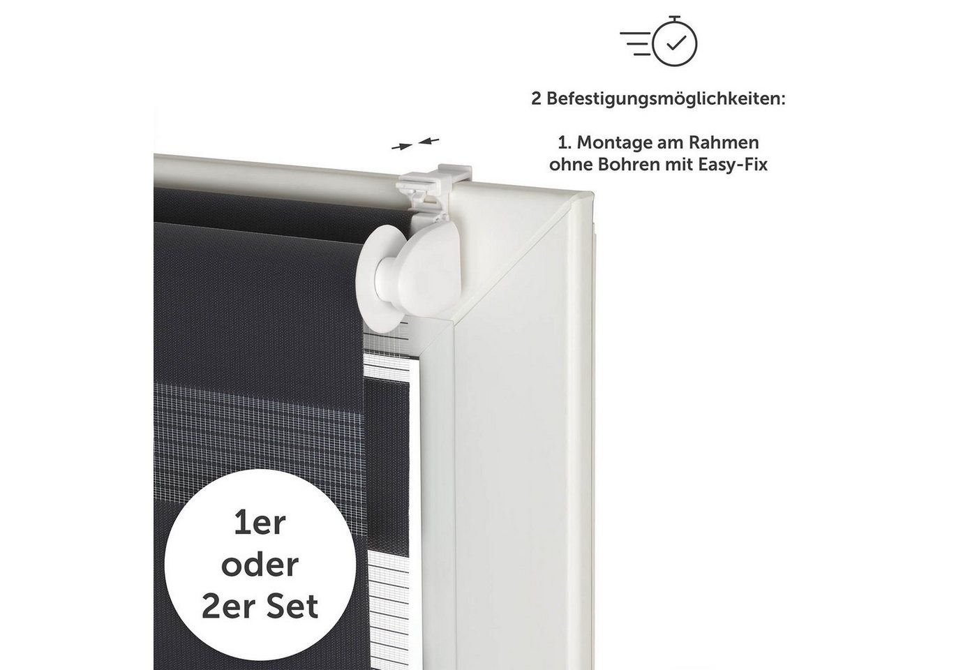 Doppelrollo Klemmfix Rollo, Rollos für Fenster ohne Bohren, Blumtal, Klemmfix, für Fenster & Türen, in verschiedenen Farben und Größen – Bild 2 von 5