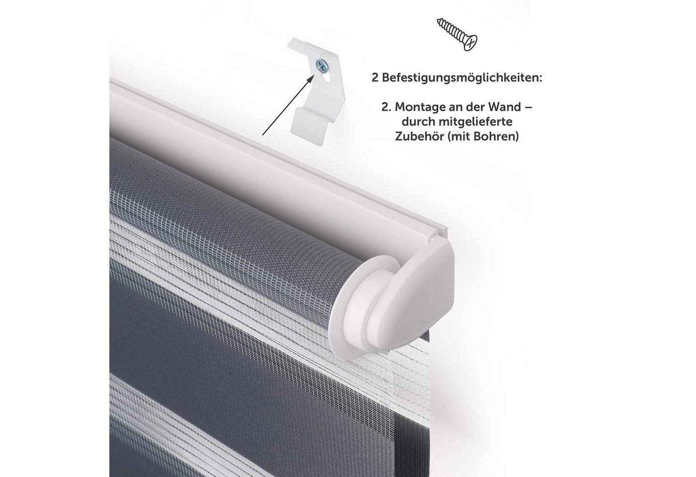 Doppelrollo Klemmfix Rollo, Rollos für Fenster ohne Bohren, Blumtal, Klemmfix, für Fenster & Türen, in verschiedenen Farben und Größen – Bild 3 von 5