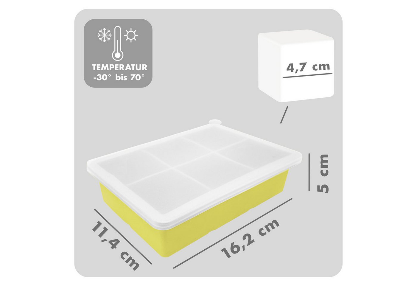 Blumtal Eiswürfelform Eiswürfelformen Silikon mit Deckel - BPA-freie Silikon Eiswürfelform, (3-tlg) – Bild 4 von 5