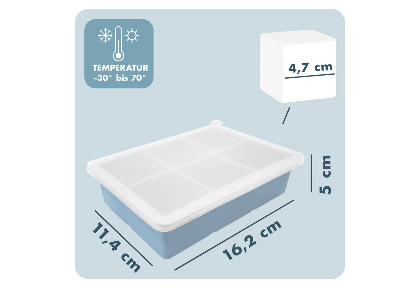 Blumtal Eiswürfelform Eiswürfelformen Silikon mit Deckel - BPA-freie Silikon Eiswürfelform, (3-tlg) – Bild 4 von 5