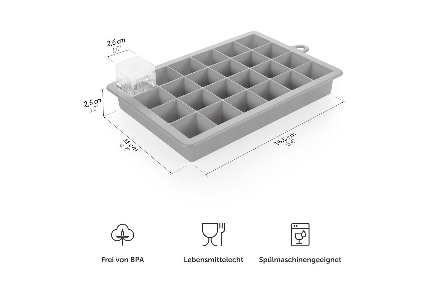 Blumtal Eiswürfelform Silikon - Größe M, 2x24er Pack, BPA frei, Leichtes Herauslösen – Bild 2 von 5