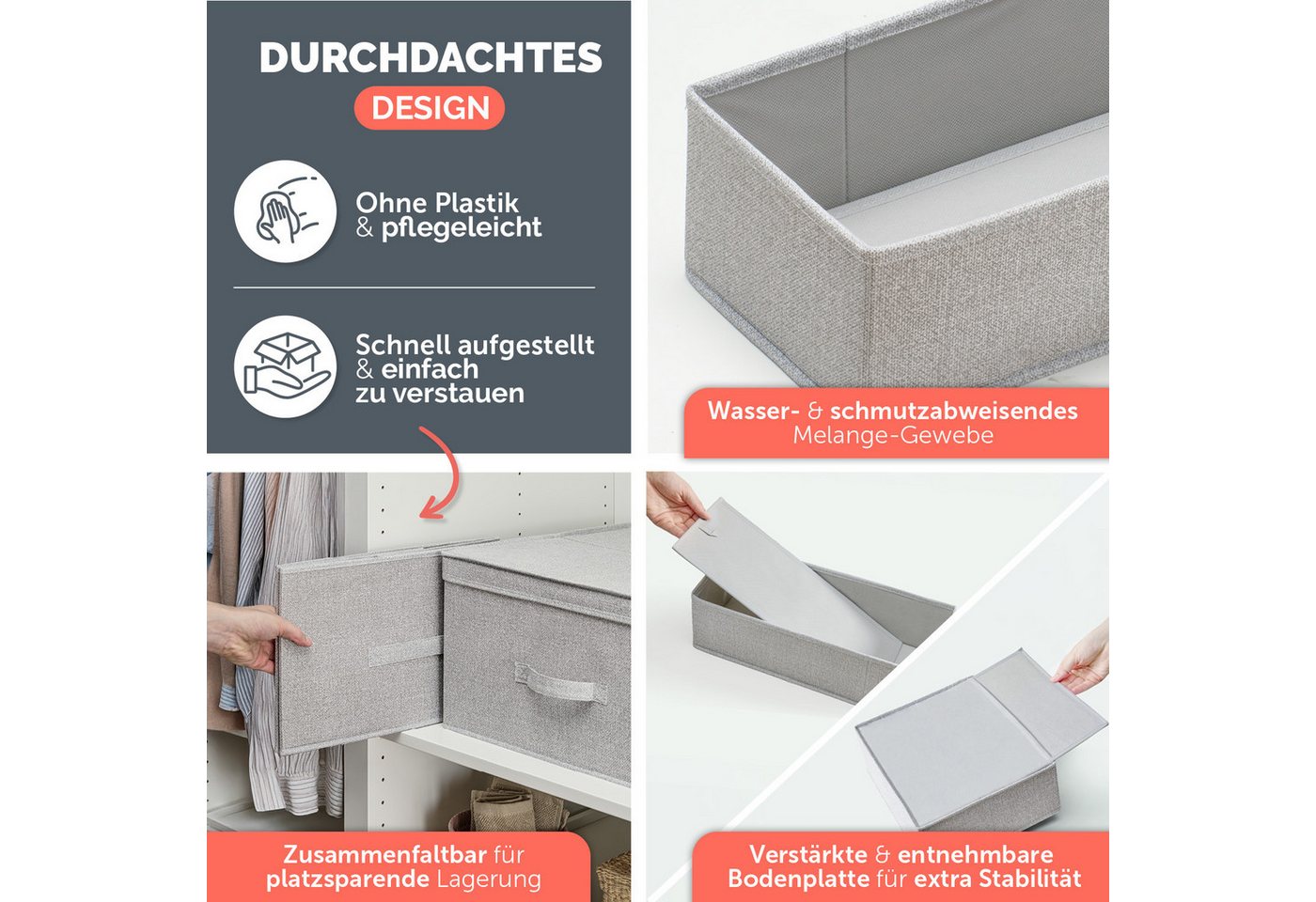 Blumtal Faltbox Kompatibel HEMNES, MALM, PAX Organizer Ordnungssystem Kleiderschrank (5 St), Faltboxen für BHs, T-Shirts - Boxen für Schrank – Bild 4 von 5