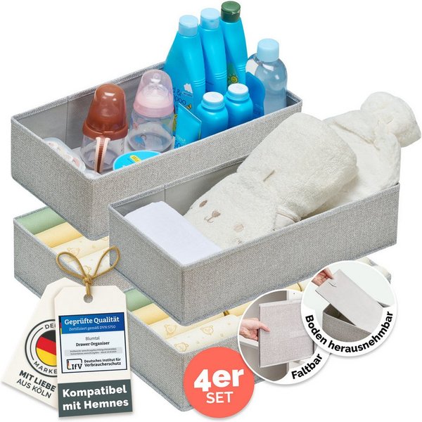 Blumtal Faltbox Kompatibel HEMNES, MALM, PAX Organizer Ordnungssystem Kleiderschrank (4 St), Faltboxen für BHs, T-Shirts - Boxen für Schrank