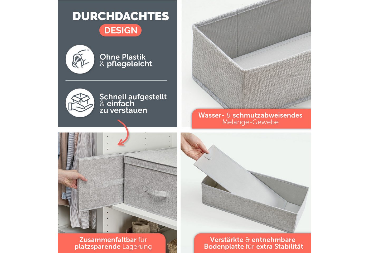 Blumtal Faltbox Kompatibel HEMNES, MALM, PAX Organizer Ordnungssystem Kleiderschrank (6 St), Faltboxen für BHs, T-Shirts - Boxen für Schrank – Bild 4 von 5