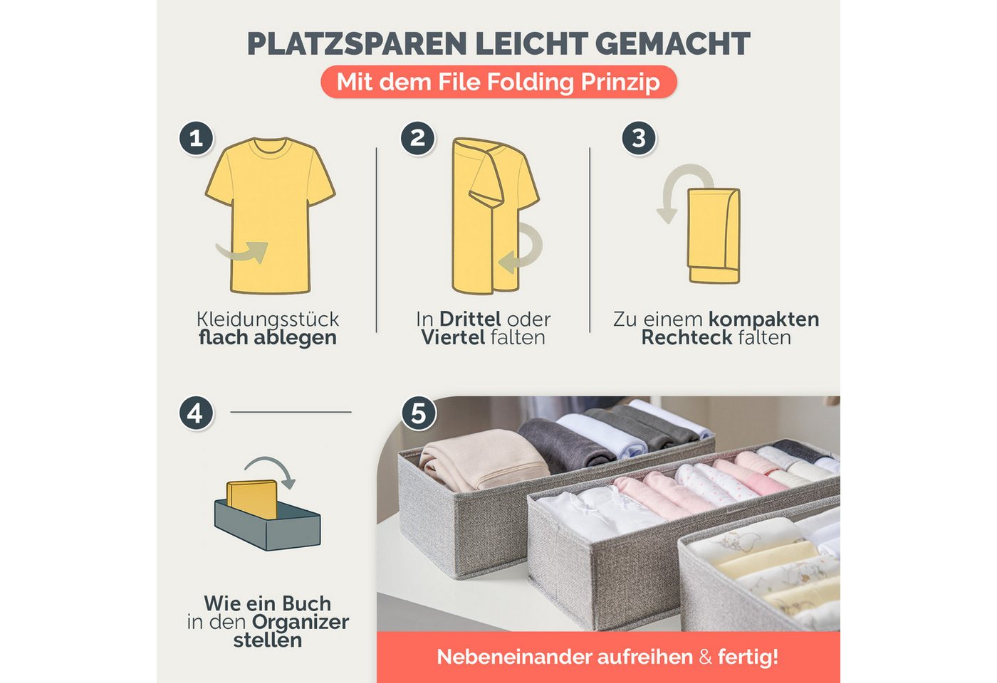 Blumtal Faltbox Kompatibel HEMNES, MALM, PAX Organizer Ordnungssystem Kleiderschrank (6 St), Faltboxen für BHs, T-Shirts - Boxen für Schrank – Bild 5 von 5