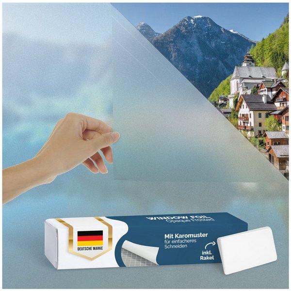 Blumtal Fensterfolie Fensterfolie Blickdicht & statisch haftend + Rakel - zuschneidbar, blickdicht, Sichtschutzfolie + UV-Schutz - Milchglasfolie selbstklebend 