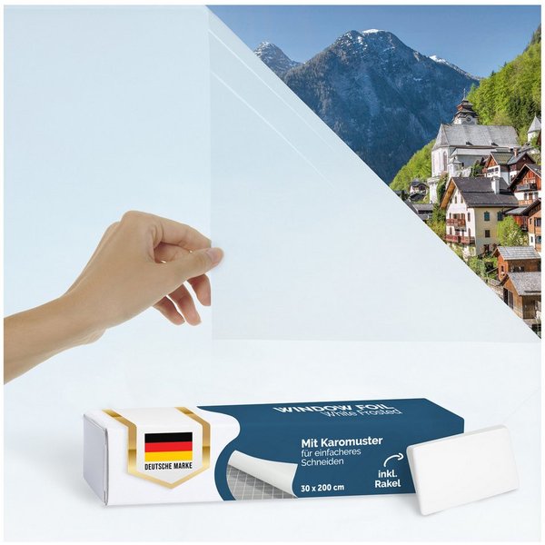 Blumtal Fensterfolie Fensterfolie Blickdicht & statisch haftend + Rakel - zuschneidbar, blickdicht, Sichtschutzfolie + UV-Schutz - Milchglasfolie selbstklebend 