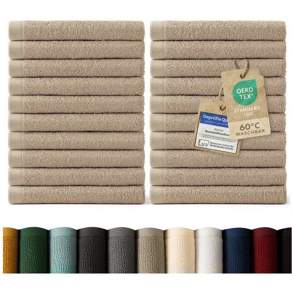 Blumtal Gästehandtücher Premium 30x30cm oder 30x50cm weich und saugstark, Frottee (24-St), 10er (30x50cm), 12er und 24er Set (30x30cm), 100% Baumwolle