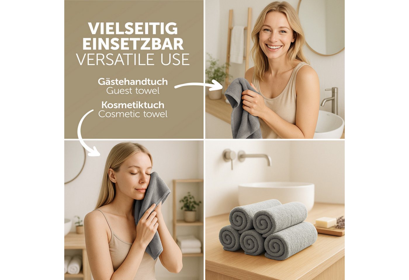Blumtal Gästehandtücher Premium 30x30cm oder 30x50cm weich und saugstark, Frottee (24-St), 10er (30x50cm), 12er und 24er Set (30x30cm), 100% Baumwolle – Bild 4 von 5
