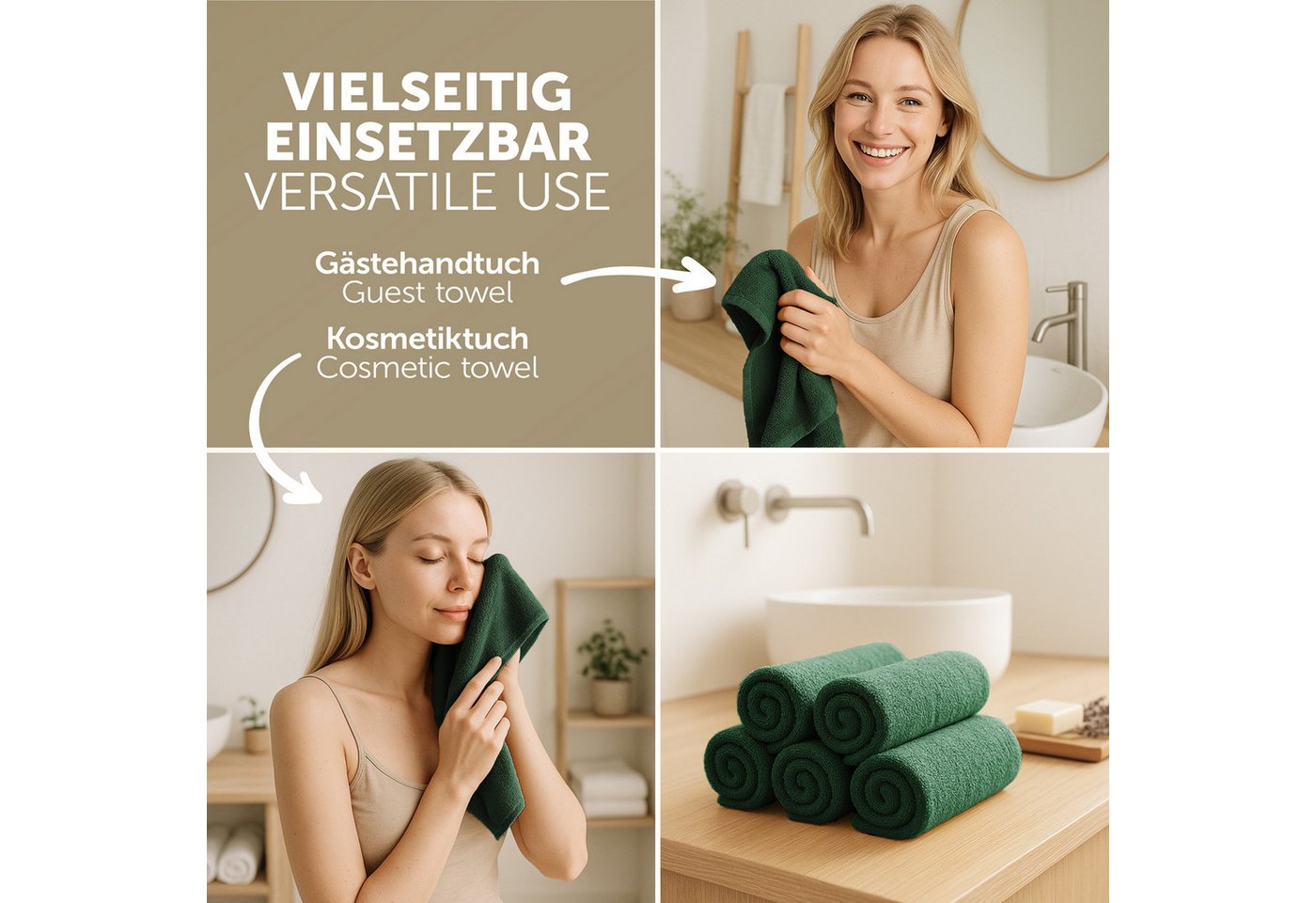 Blumtal Gästehandtücher Premium 30x30cm oder 30x50cm weich und saugstark, Frottee (24-St), 10er (30x50cm), 12er und 24er Set (30x30cm), 100% Baumwolle – Bild 4 von 5