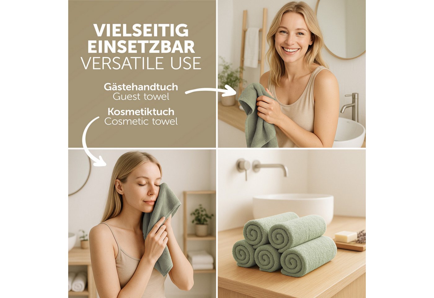 Blumtal Gästehandtücher Premium 30x30cm oder 30x50cm weich und saugstark, Frottee (24-St), 10er (30x50cm), 12er und 24er Set (30x30cm), 100% Baumwolle – Bild 4 von 5
