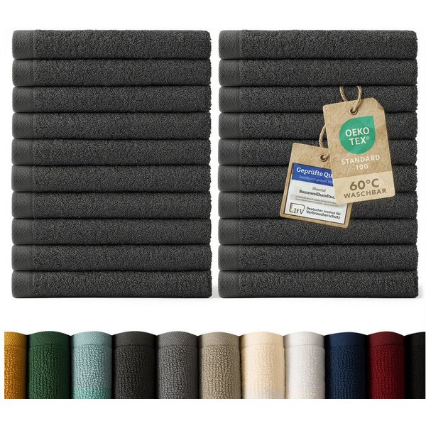 Blumtal Gästehandtücher Premium 30x30cm oder 30x50cm weich und saugstark, Frottee (24-St), 10er (30x50cm), 12er und 24er Set (30x30cm), 100% Baumwolle