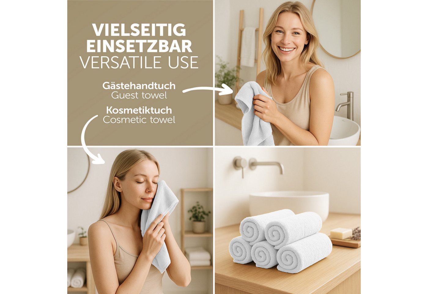 Blumtal Gästehandtücher Premium 30x30cm oder 30x50cm weich und saugstark, Frottee (24-St), 10er (30x50cm), 12er und 24er Set (30x30cm), 100% Baumwolle – Bild 4 von 5