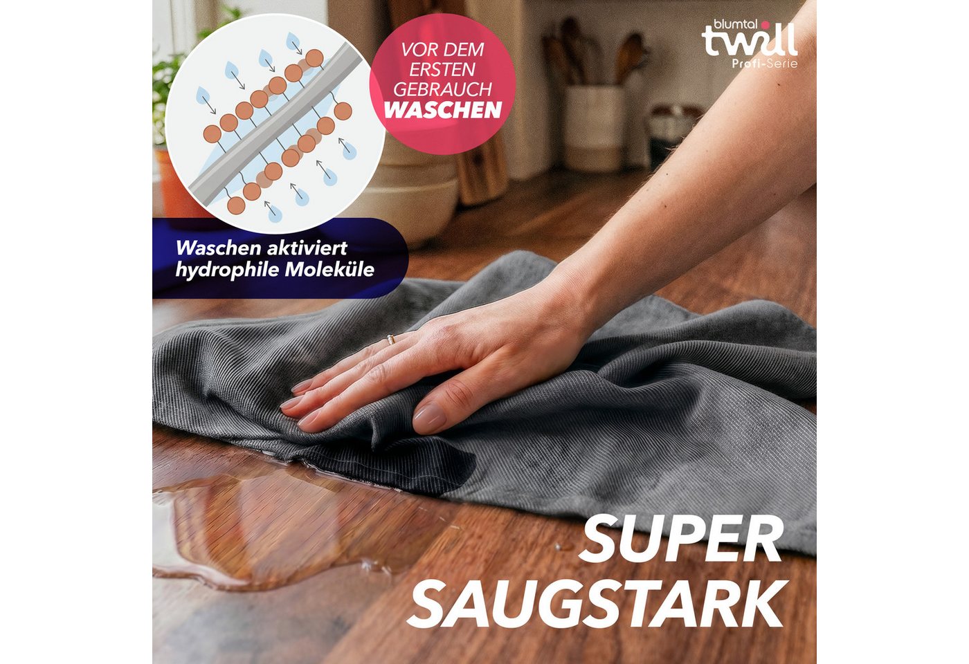 Blumtal Geschirrtuch 5er Set Premium Geschirrtücher Baumwolle 50x70 cm, (5-tlg), Ultra saugstarke zertifizierte Geschirrhandtücher (230gsm) – Bild 2 von 5