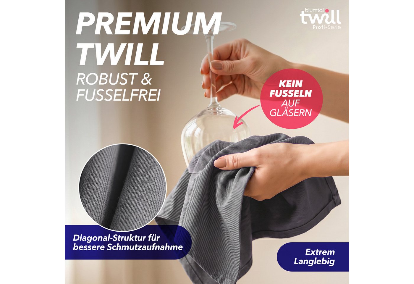 Blumtal Geschirrtuch 5er Set Premium Geschirrtücher Baumwolle 50x70 cm, (5-tlg), Ultra saugstarke zertifizierte Geschirrhandtücher (230gsm) – Bild 4 von 5