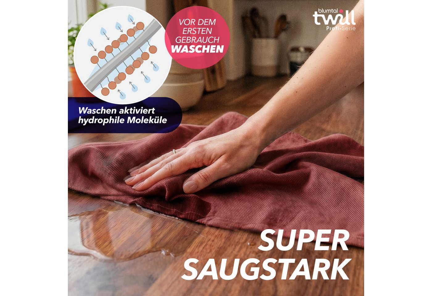 Blumtal Geschirrtuch 5er Set Premium Geschirrtücher Baumwolle 50x70 cm, (5-tlg), Ultra saugstarke zertifizierte Geschirrhandtücher (230gsm) – Bild 2 von 5