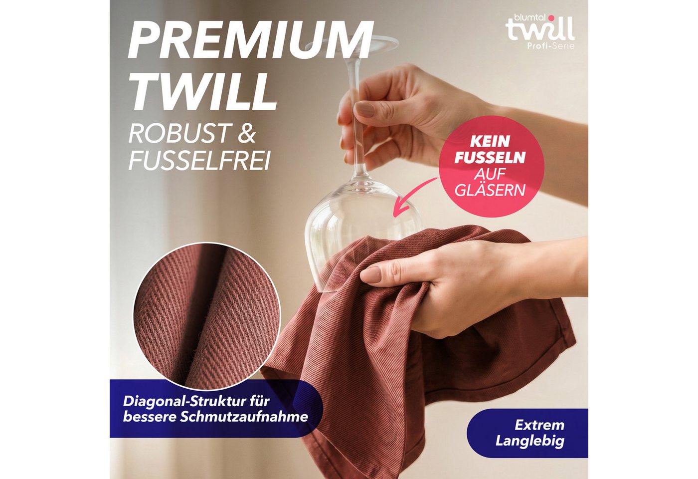 Blumtal Geschirrtuch 5er Set Premium Geschirrtücher Baumwolle 50x70 cm, (5-tlg), Ultra saugstarke zertifizierte Geschirrhandtücher (230gsm) – Bild 4 von 5