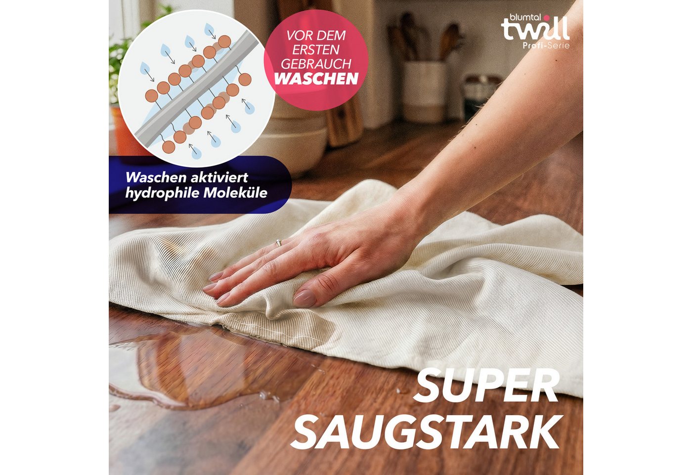 Blumtal Geschirrtuch 5er Set Premium Geschirrtücher Baumwolle 50x70 cm, (5-tlg), Ultra saugstarke zertifizierte Geschirrhandtücher (230gsm) – Bild 2 von 5