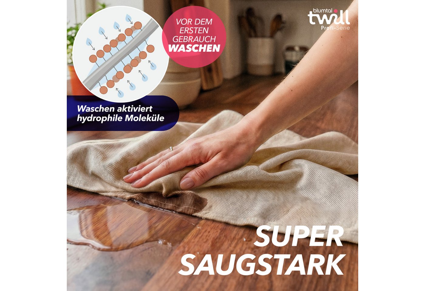 Blumtal Geschirrtuch 5er Set Premium Geschirrtücher Baumwolle 50x70 cm, (5-tlg), Ultra saugstarke zertifizierte Geschirrhandtücher (230gsm) – Bild 2 von 5