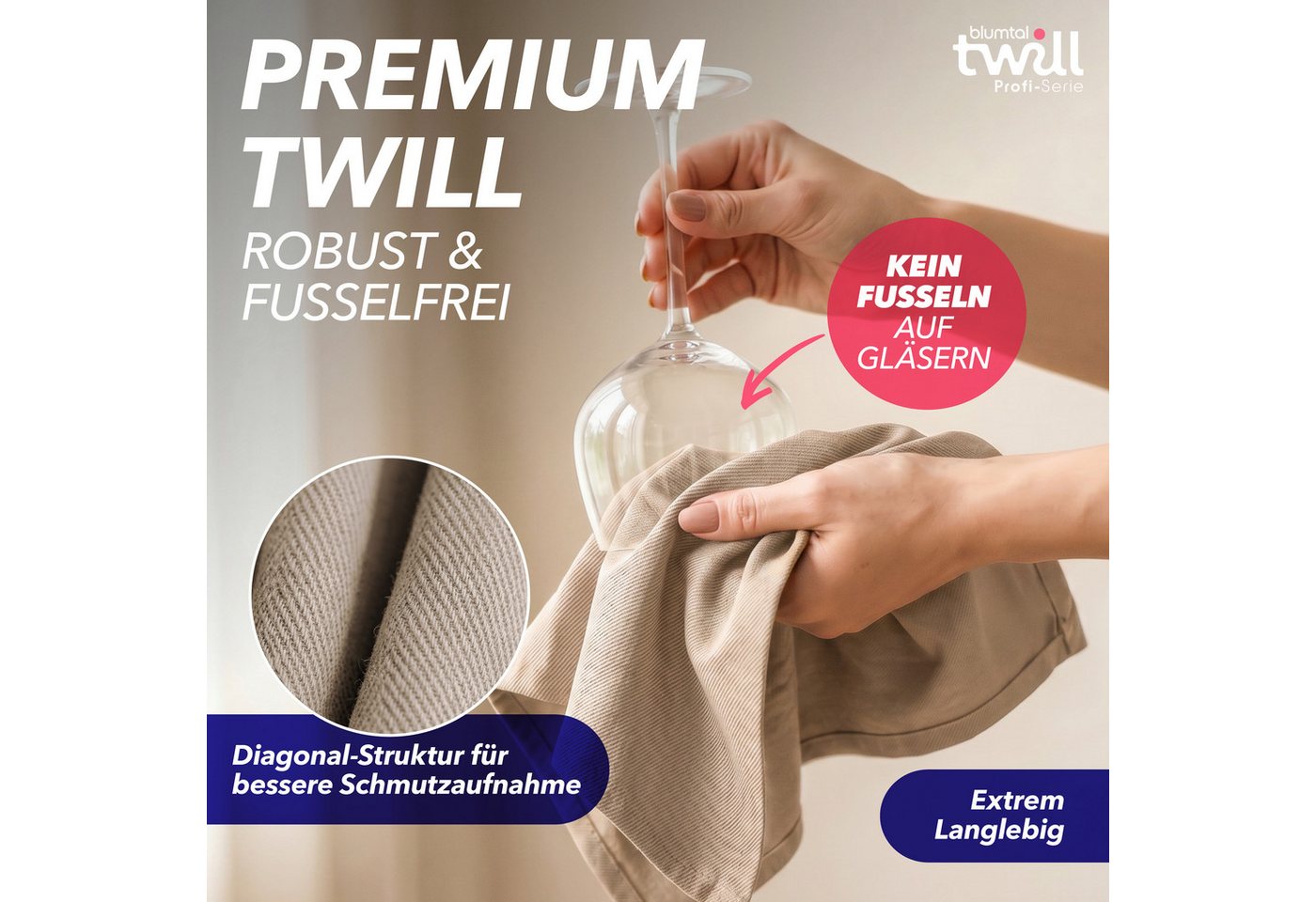 Blumtal Geschirrtuch 5er Set Premium Geschirrtücher Baumwolle 50x70 cm, (5-tlg), Ultra saugstarke zertifizierte Geschirrhandtücher (230gsm) – Bild 4 von 5