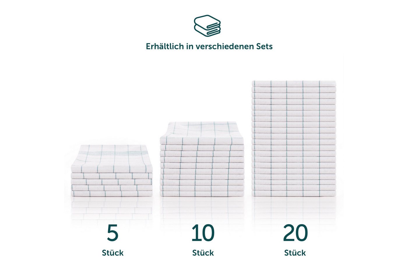 Blumtal Geschirrtuch Hochwertige im praktischen Set, (Set, 5-tlg., Set bestehend aus 5, 10 oder 20), in der Größe 50x70 cm, 100% Baumwolle – Bild 4 von 5