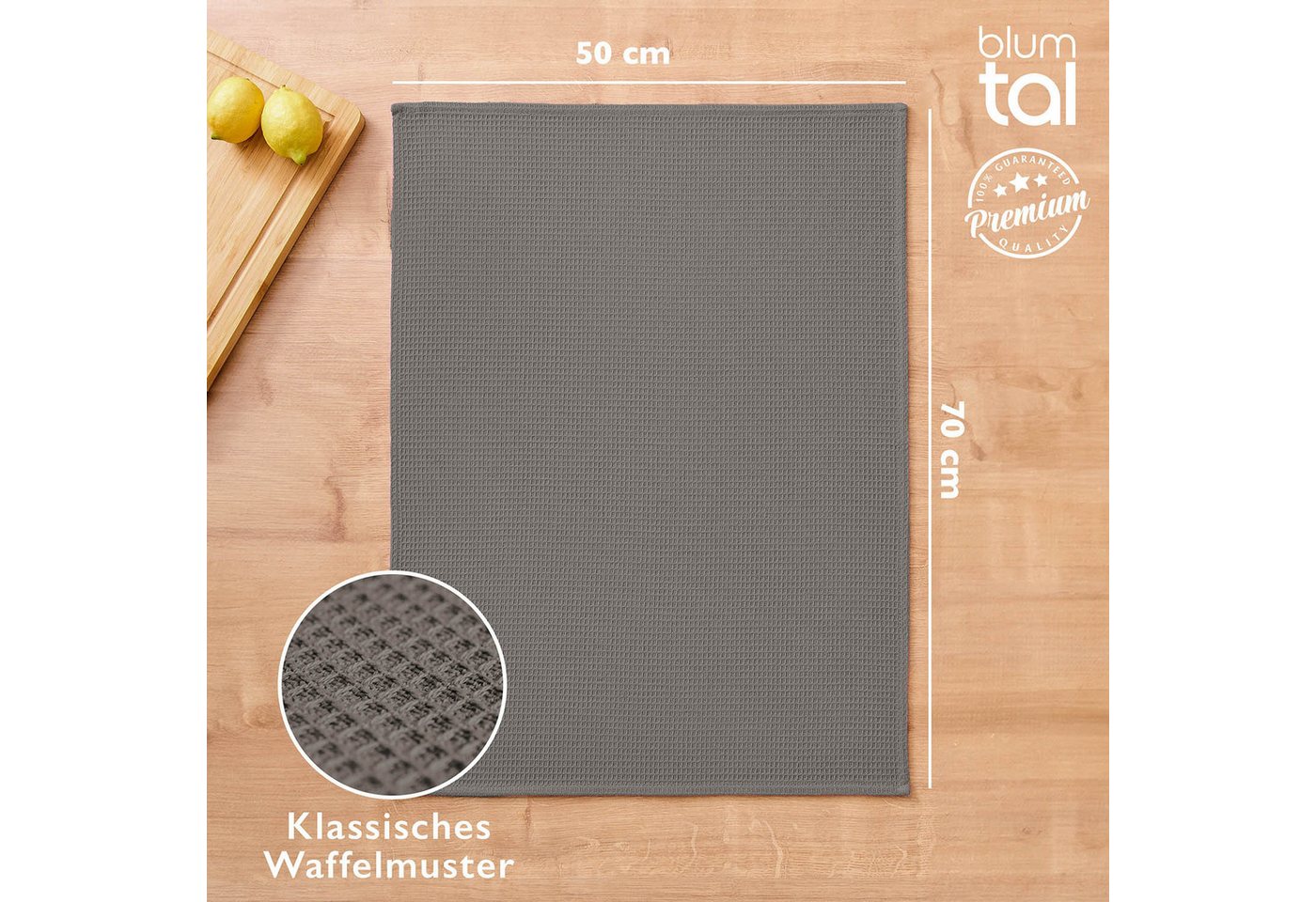 Blumtal Geschirrtuch Set 50x70 oder 30x30 cm, 100% Baumwolle, (4-tlg), Saugfähig, schnell trocknend, waschbar, 100% Baumwolle – Bild 3 von 5
