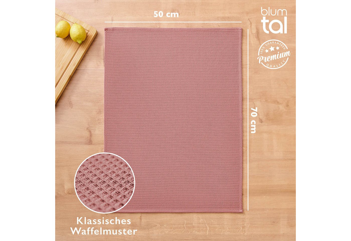Blumtal Geschirrtuch Set 50x70 oder 30x30 cm, 100% Baumwolle, (4-tlg), Saugfähig, schnell trocknend, waschbar, 100% Baumwolle – Bild 3 von 5