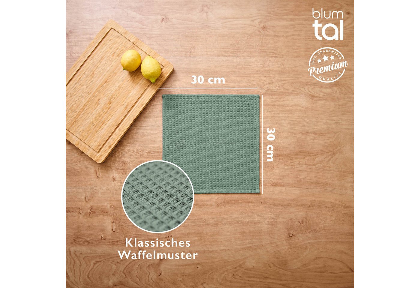 Blumtal Geschirrtuch Set 50x70 oder 30x30 cm, 100% Baumwolle, (6-tlg), Saugfähig, schnell trocknend, waschbar, 100% Baumwolle – Bild 3 von 5