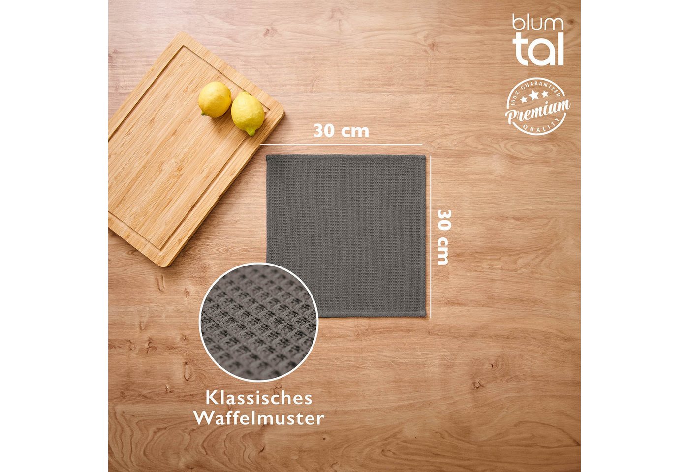 Blumtal Geschirrtuch Set 50x70 oder 30x30 cm, 100% Baumwolle, (6-tlg), Saugfähig, schnell trocknend, waschbar, 100% Baumwolle – Bild 3 von 5