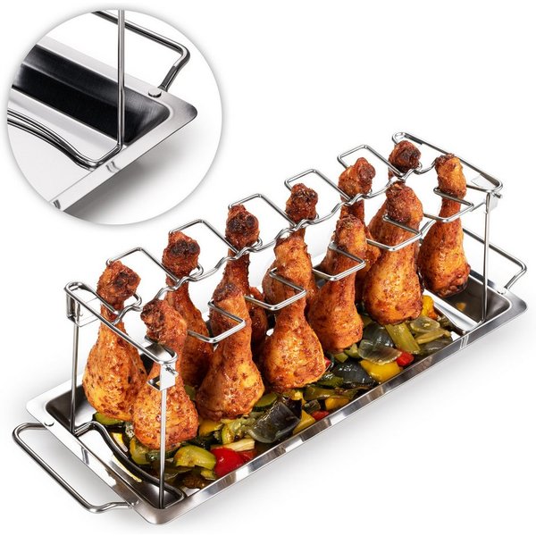 Blumtal Hähnchenbräter Robuster Hähnchen Grill Ständer, für 12 Schenkel, Edelstahl, rostfrei und Spülmaschinengeeignet