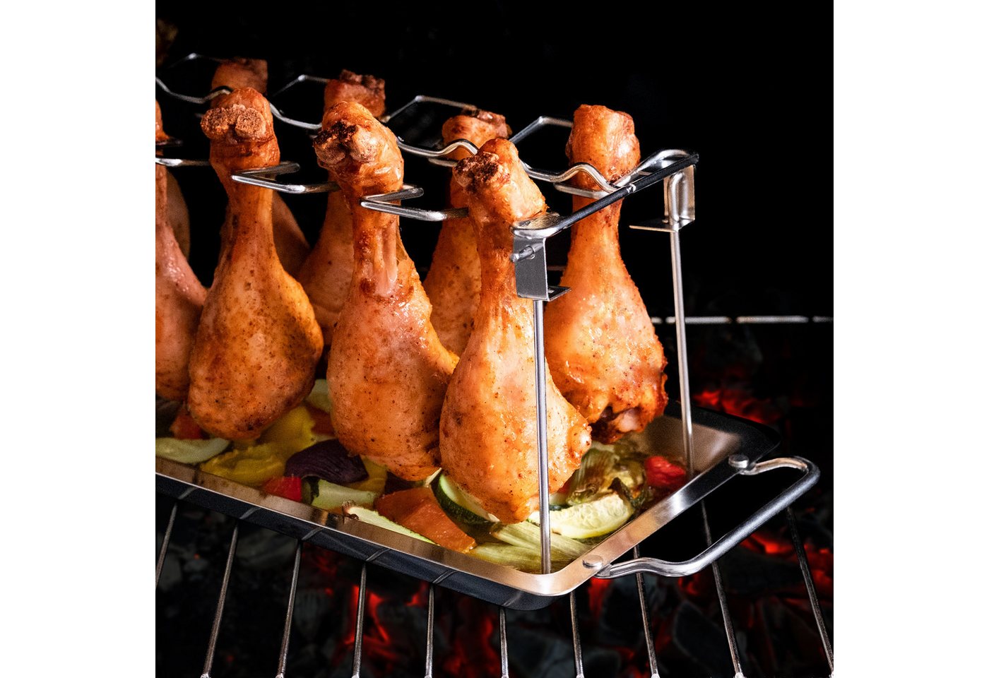 Blumtal Hähnchenbräter Robuster Hähnchen Grill Ständer, für 12 Schenkel, Edelstahl, rostfrei und Spülmaschinengeeignet – Bild 2 von 5