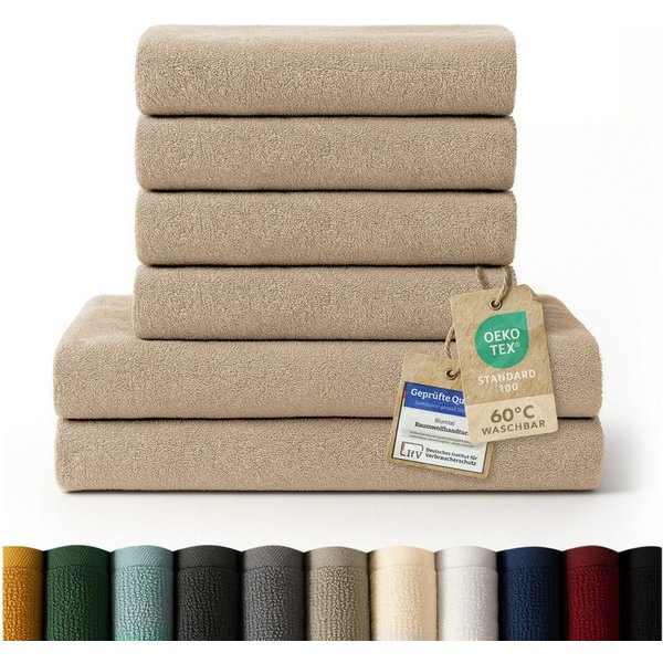 Blumtal Handtuch Set Premium 4/6-tlg. Frottier Dusch- (70x140 cm) & Handtuch (50x100 cm), Frottee (Set, 6-St), 100% Baumwolle, Oeko-TEX Zertifiziert