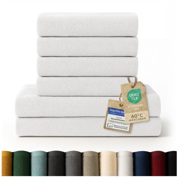 Blumtal Handtuch Set Premium 4/6-tlg. Frottier Dusch- (70x140 cm) & Handtuch (50x100 cm), Frottee (Set, 6-St), 100% Baumwolle, Oeko-TEX Zertifiziert