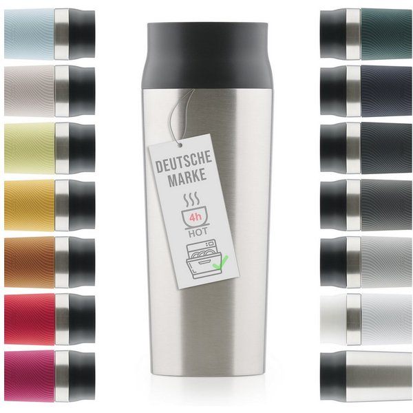 Blumtal Isolierflasche Thermobecher Classic aus Edelstahl - auslaufsicher Becher to go, hält 4h heiß/ 8h kalt, 360° Trinköffnung, Easy Quick-Press-Verschluss